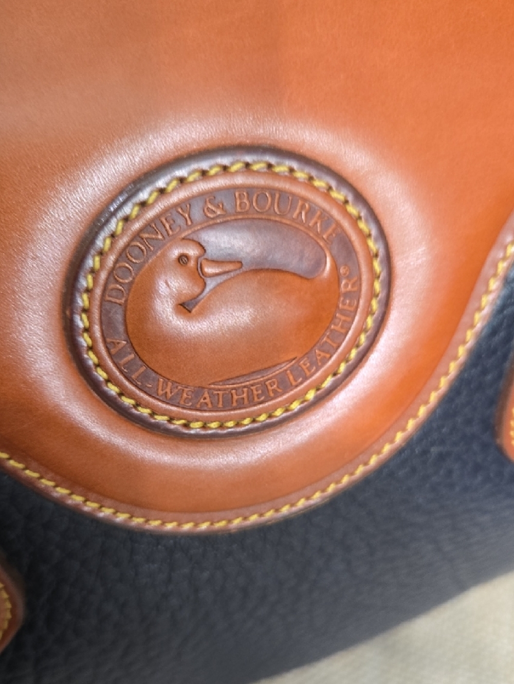 Dooney & Bourke Black and Tan Pebbled Leather Satchel - Picture 12 of 16